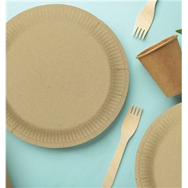 Prato de Cartão Redondo "Radial" Kraft Ø23cm 200gr/m² (50 Uds)