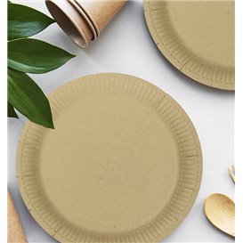 Prato de Cartão Redondo "Radial" Kraft Ø23cm 200gr/m² (50 Uds)