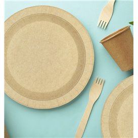 Prato de Cartão Redondo Anti-Gordura Kraft Ø18cm 195g/m² (50 Uds)