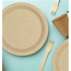 Prato de Cartão Redondo Anti-Gordura Kraft Ø22cm 195g/m² (50 Uds)