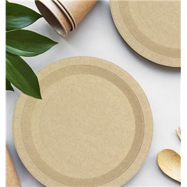 Prato de Cartão Redondo Anti-Gordura Kraft Ø22cm 195g/m² (50 Uds)