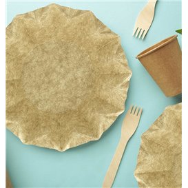 Prato Fundo de Cartão Kraft "Flower" Ø16cm 245g/m² (50 Uds)