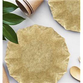 Prato Fundo de Cartão Kraft "Flower" Ø16cm 245g/m² (50 Uds)