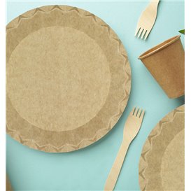 Prato de Cartão Kraft "Flower" Ø18cm 225g/m² (50 Uds)
