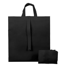 Saco Não Tecido PREMIUM Dobrável Preto 40+15x40cm (25 Uds)
