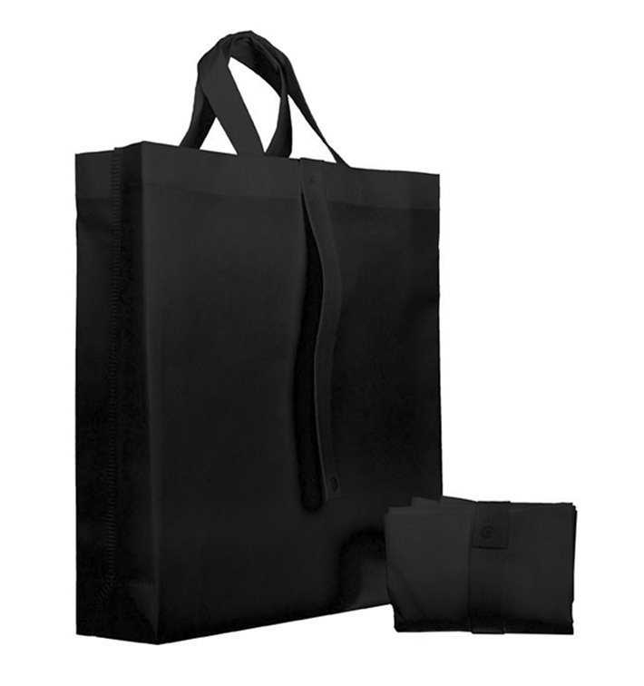 Saco Não Tecido PREMIUM Dobrável Preto 40+15x40cm (25 Uds) Saco Não Tecido PREMIUM Dobrável Preto 40+15x40cm (25 Uds)
