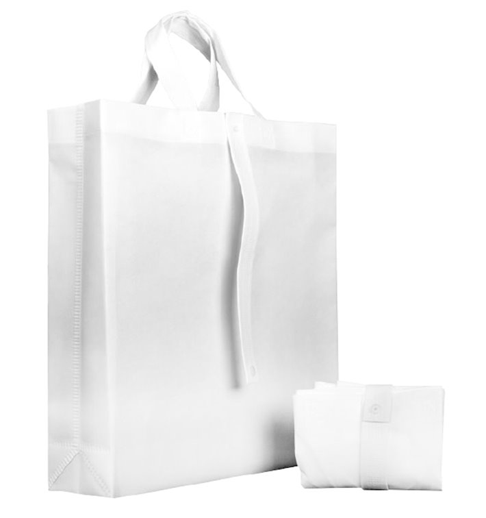 Saco Não Tecido PREMIUM Dobrável Branco 40+15x40cm (25 Uds) Saco Não Tecido PREMIUM Dobrável Branco 40+15x40cm (25 Uds)