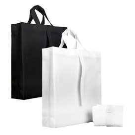 Saco Não Tecido PREMIUM Dobrável Preto 40+15x40cm (25 Uds)