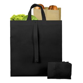 Saco Não Tecido PREMIUM Dobrável Preto 40+15x40cm (25 Uds)
