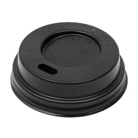Tampa de viagem com orifício PS para copo de cartão 3Oz Preto Ø5,8cm (1.000 Uds)