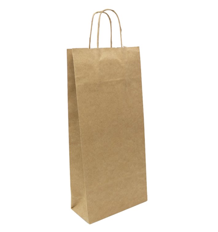 Saco Papel Kraft porta Garrafas 18+8x39cm (50 Uds) Saco Papel Kraft porta Garrafas 18+8x39cm (50 Uds)