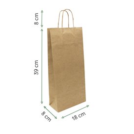 Saco Papel Kraft porta Garrafas 18+8x39cm (300 Uds)
