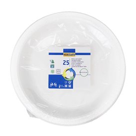Prato Fundo Reutilizável Económico PS Branco Ø22cm (25 Uds)