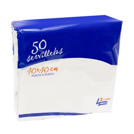Guardanapos de Papel Ponta-Ponta 40x40cm 2C Branco (50 Uds)