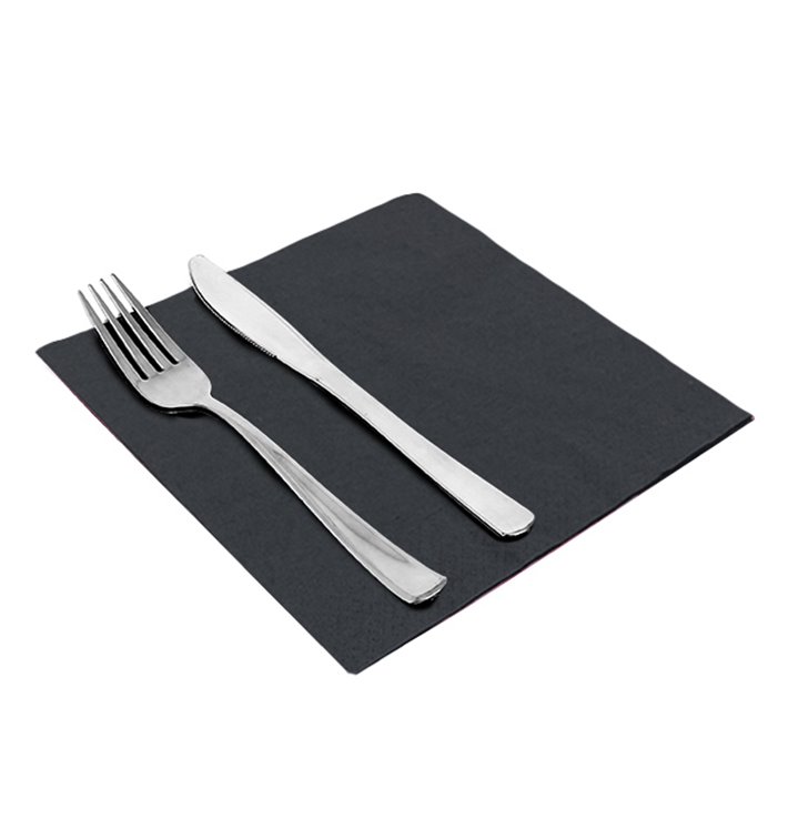 Guardanapos Papel com Rebordo 40x40cm 2C Preto (800 Uds) Guardanapos Papel com Rebordo 40x40cm 2C Preto (800 Uds)