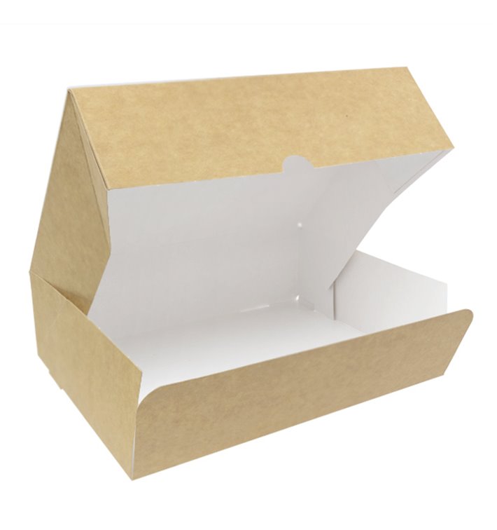 Caixa de Cartão Kraft Pastelaria Branca 20,4x15,8x6cm 1kg (260 Uds) Caixa de Cartão Kraft Pastelaria Branca 20,4x15,8x6cm 1kg (260 Uds)