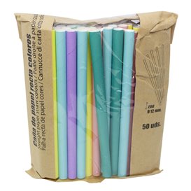 Palhinha Direita Papel Cores Ø1,2cm 20cm (50 Uds)