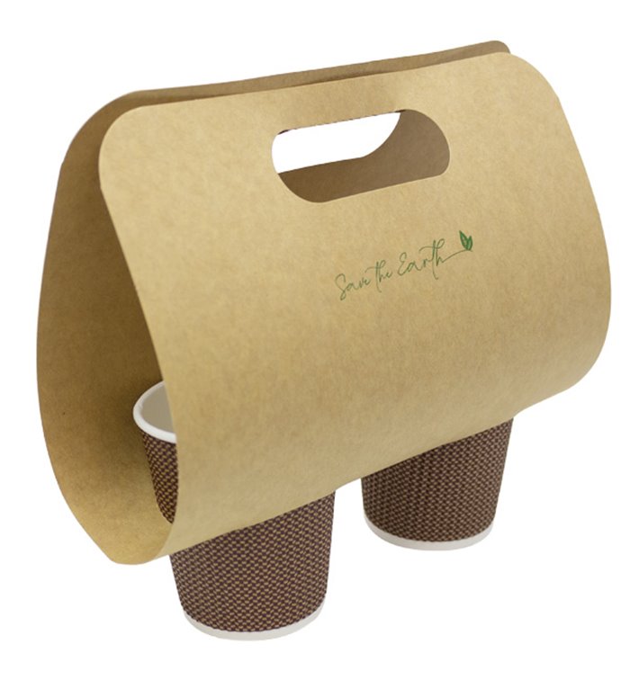 Porta-Copos de Papel Kraft 23,9x18cm Ø8,0cm (100 Uds) Porta-Copos de Papel Kraft 23,9x18cm Ø8,0cm (100 Uds)
