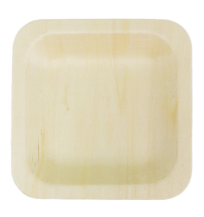Prato Quadrado de Madeira 9x9cm (25 Uds) Prato Quadrado de Madeira 9x9cm (25 Uds)