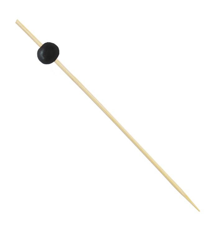 Pick Bambu Decorado "Big Ball" Preto 12,5cm (100 Uds) Pick Bambu Decorado "Big Ball" Preto 12,5cm (100 Uds)