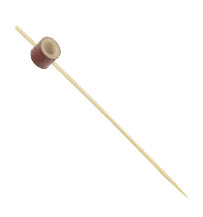 Espeto de Bambu com Anel Vermelho 12cm (1000 Uds) Espeto de Bambu com Anel Vermelho 12cm (1000 Uds)