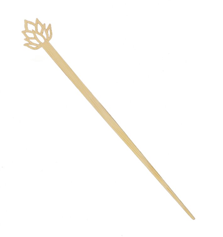 Agitador de Bebida em Bambu com Flor de Lótus 12cm (50 Uds)