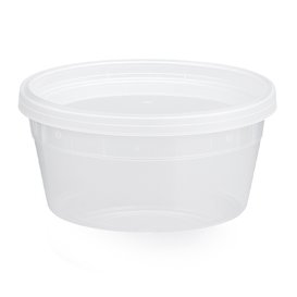 Embalagem em Plástico PP “Deli Range” Transparente com Tampa 360ml (40 Uds)