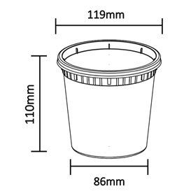 Embalagem em Plástico PP “Deli Range” Transparente com Tampa 720ml (40 Uds)