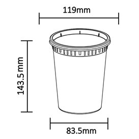 Embalagem em Plástico PP “Deli Range” Transparente com Tampa 960ml (40 Uds)