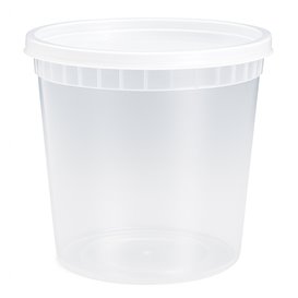 Embalagem em Plástico PP “Deli Range” Transparente com Tampa 720ml (40 Uds)