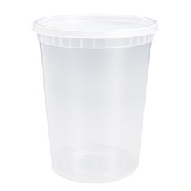 Embalagem em Plástico PP “Deli Range” Transparente com Tampa 960ml (40 Uds)