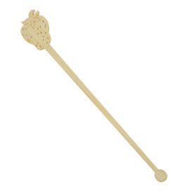 Agitador de Bebida em Bambu Morango 14cm (600 Uds)