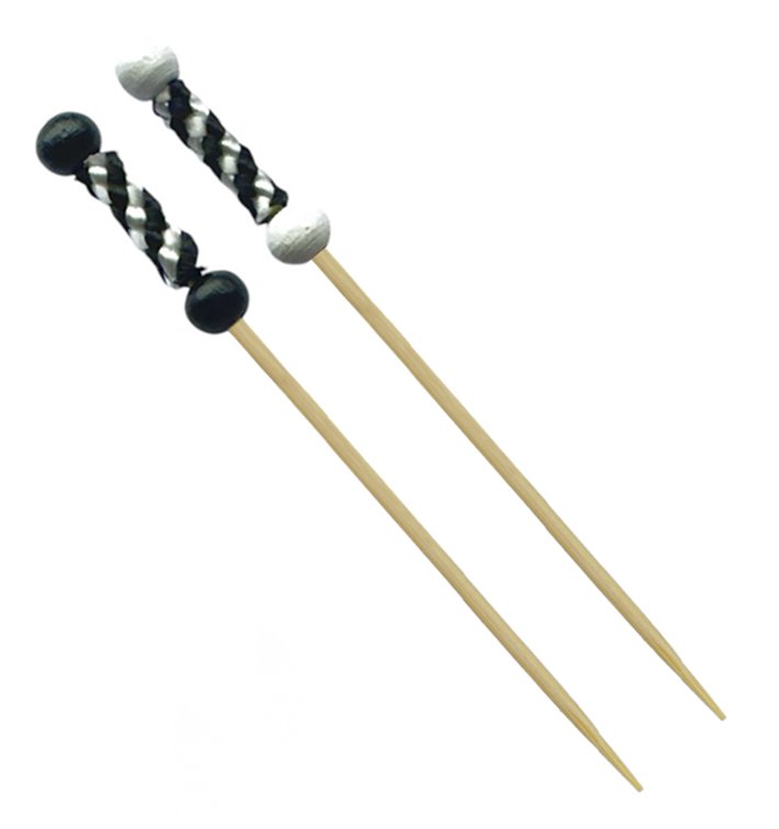 Pick Bambú Decorado Branco e Preto 12cm (100 Uds) Pick Bambú Decorado Branco e Preto 12cm (100 Uds)