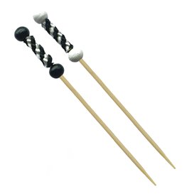 Pick Bambú Decorado Branco e Preto 12cm (1.200 Uds)