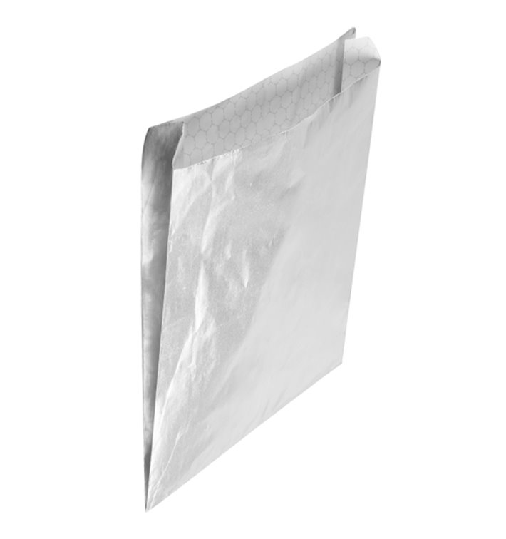 Folha de Alumínio à Prova de Gordura Prateada 22,3*20+5cm (250 Uds) Folha de Alumínio à Prova de Gordura Prateada 22,3*20+5cm (250 Uds)