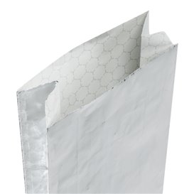 Saco de Papel Alumínio à Prova de Gordura Prateada 31,5+5x10,3cm (25 Uds)