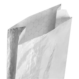 Saco de Papel Alumínio à Prova de Gordura Prateada 26+5x10,3cm (250 Uds)