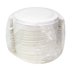 Tampa de Cana-de-Açúcar Branco para Tigela 470ml (50 Uds)