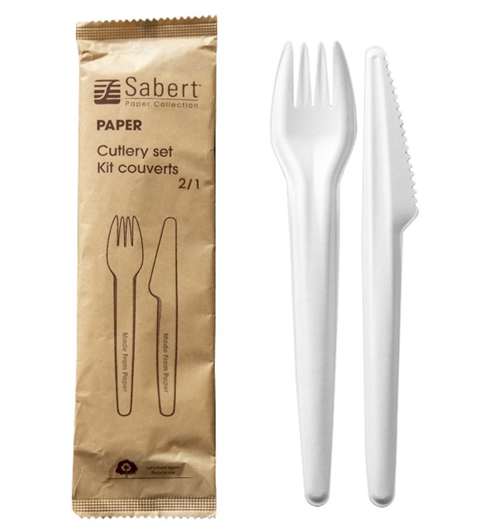 Conjunto Talheres Cartão Kraft Garfo e Faca (300 Uds) Conjunto Talheres Cartão Kraft Garfo e Faca (300 Uds)