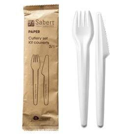 Conjunto Talheres Cartão Kraft Garfo e Faca (50 Uds)