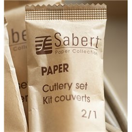 Conjunto Talheres Cartão Kraft Garfo e Faca (50 Uds)