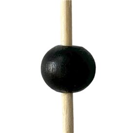 Pick Bambu Decorado "Big Ball" Preto 12,5cm (100 Uds)
