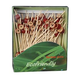 Espeto de Bambu com Anel Vermelho 12cm (1000 Uds)