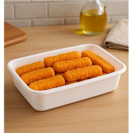 Terrina Retangular PP Branca 500ml 17,4x11,6x3,5cm (25 Uds)