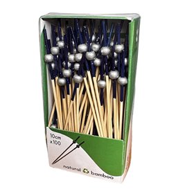 Espeto de Bambu Azul/Prata 10cm (1.200 Uds)
