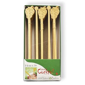 Agitador de Bebida em Bambu Morango 14cm (600 Uds)