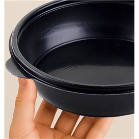Embalagem Plastico Redondo Preto 1000ml Ø23cm (150 Uds)
