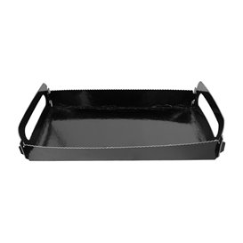 Bandeja Cartão Retângulo Preto Alças 12x19 cm (100 Uds)