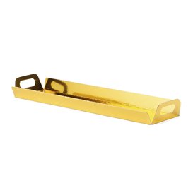 Tabuleiro Cartão Retângulo Ouro Alças 32x7,5 cm (100 Uds)