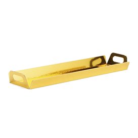 Tabuleiro Cartão Retângulo Ouro Alças 32x7,5 cm (100 Uds)